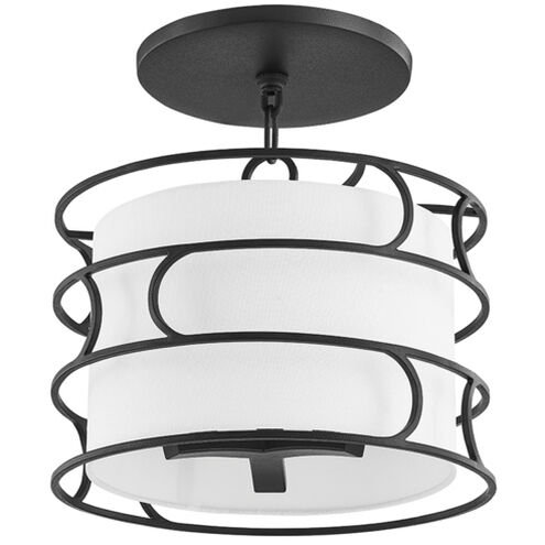 Reedley 3 Light 14 inch Forged Iron Semi Flush Ceiling Light